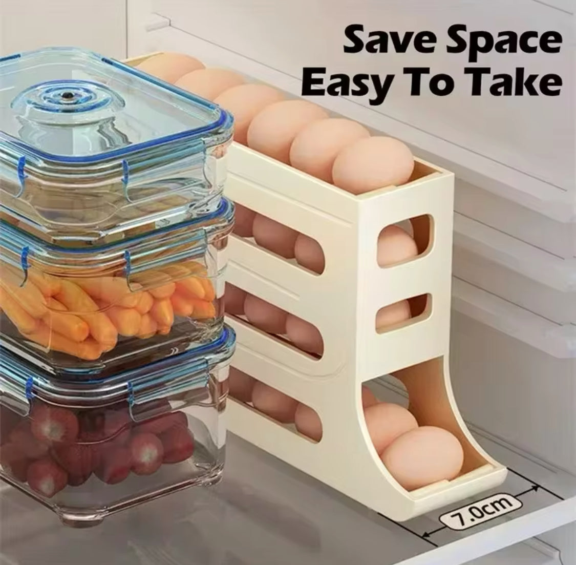 Automatic Rolling Egg Storage Box, Four Tier Egg Roller Rack, Refrigerator Egg Dispenser, Egg Basket Container Automatic Rolling Egg Storage Box, Four Tier Egg Roller Rack, Refrigerator Egg Dispenser, Egg Basket Container